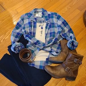 NWT JCrew Boyfriend Flannel, Lg.